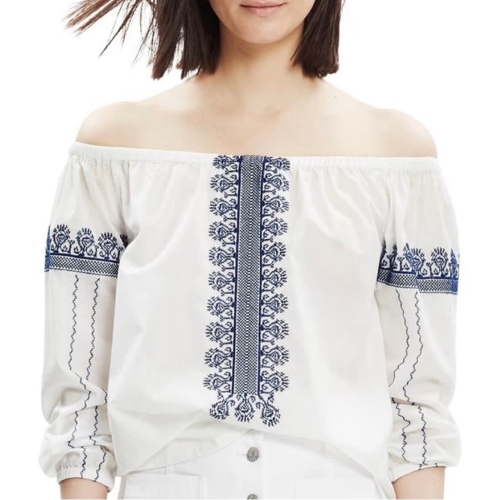 NWOT Madewell Folktale Off the Shoulder Embroidered Blouse Size Small💕